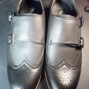 Urban Fox Size 9 Black Double Monk Strap Dress Shoes New Without Box.